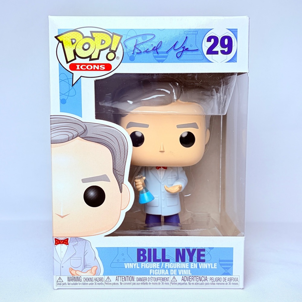 Funko Pop Icons Bill Nye 29 Vinyl Figure Blue White Science Guy Collectible